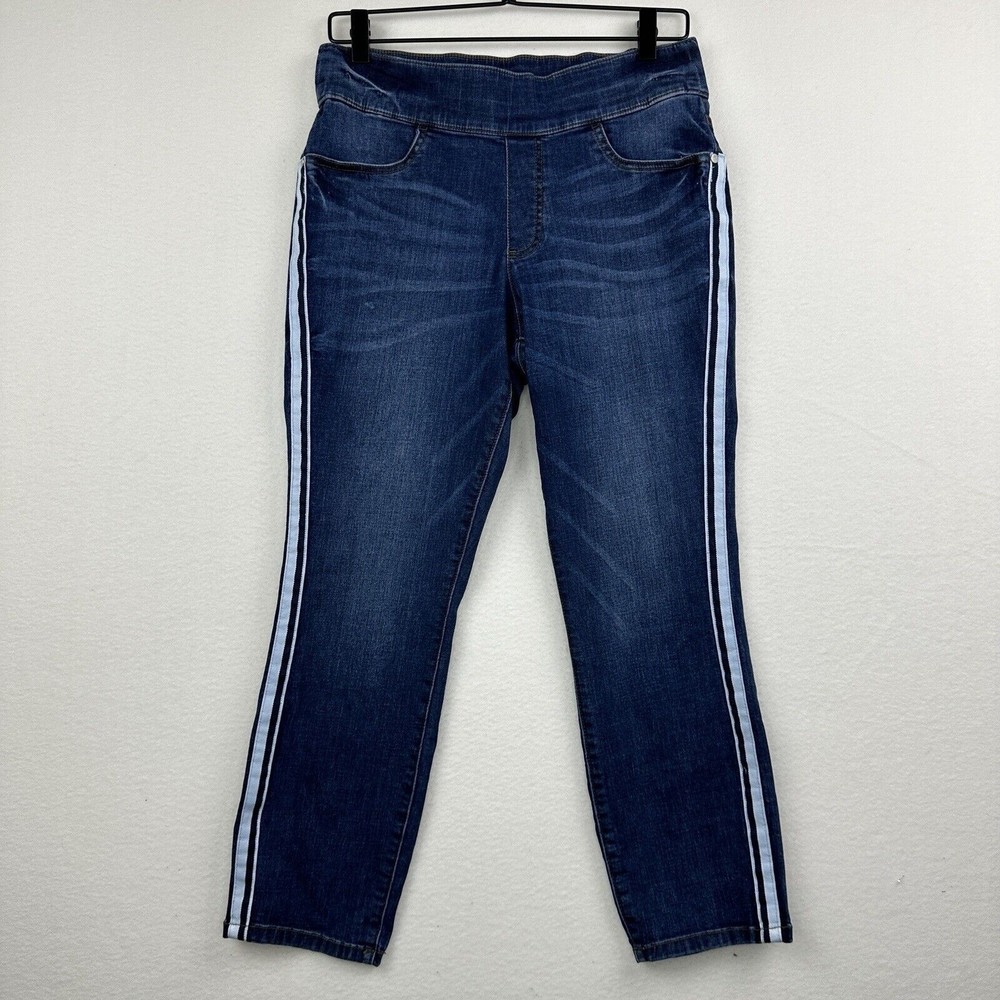 Simply Vera by Vera Wang Women's Size 10 Stripe Denim Mid Rise Jegging Capri